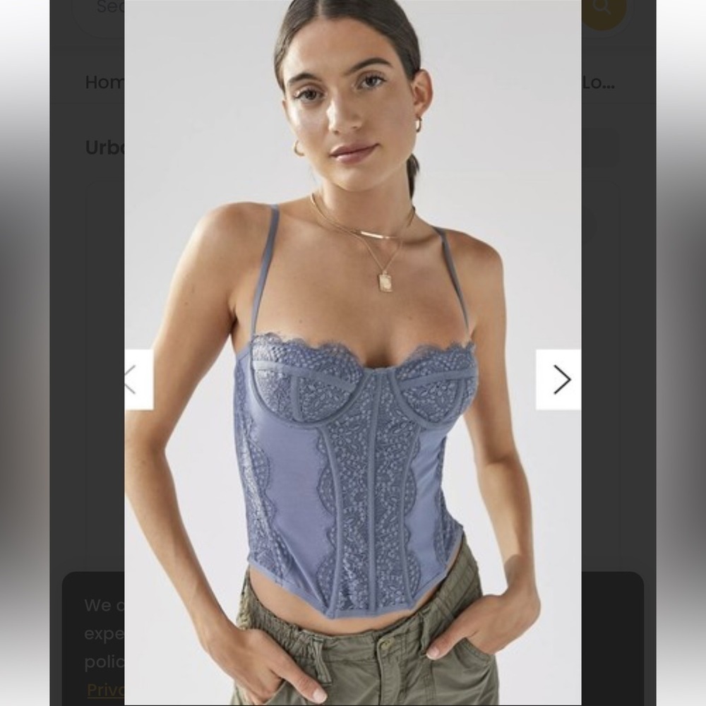 URBAN OUTFITTERS Out From Under Lace Bustier Corset Top Blue M